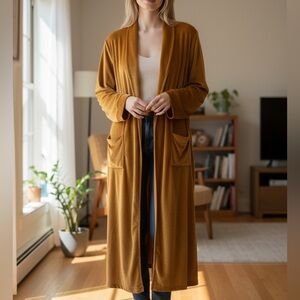 Velour Midi Casual Coat NWT
